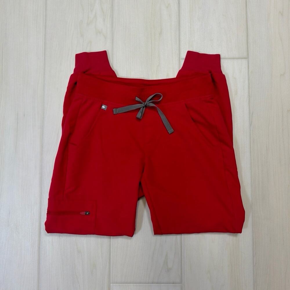 FIGS Zamora Jogger Scrub Pants Red Petite Cargo Medical Nurse Uniform Size XXS